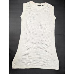 Tahari Cream Knit Sleeveless Sweater Vest Small Crew Neck